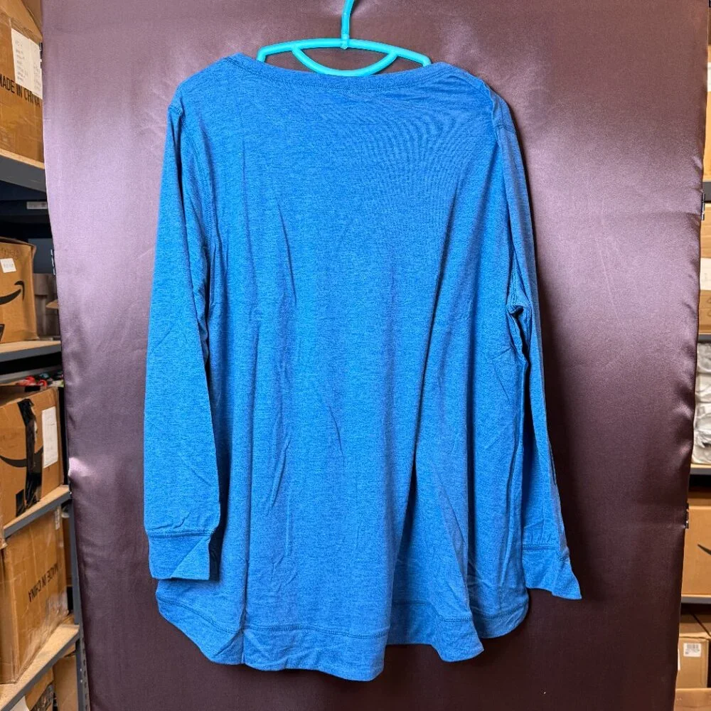 ROSRISS Women's Plus Size 14W-18W Long Sleeve Shirt Casual Side Split Tee  Pleas